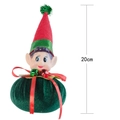 Dettaglio dell'elfo di Natale da 20cm con corpo in velluto verde e cappello rosso - 20*10cm / Verde Scuro