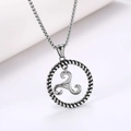 Titanium steel Triskele pendant necklace with Celtic knot ring and square box chain - Silver Pendant Only (Without Chain)