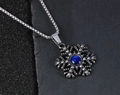 Macro detail of snowflake pendant with blue stone and vintage steel box chain - Royal Blue Pendant Only (Without Chain)