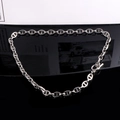 Bracciale a catena in acciaio lucido con maglie a naso di maiale e chiusura a T classica - Chiusura OT-45CM (8 Largo)