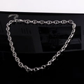 Dettaglio del bracciale a catena a maglie a naso di maiale in acciaio argento con chiusura - Chiusura a Moschettone-45CM+5 (8 Largo)