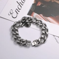 Punk rock skull cuban chain bracelet for men made of durable silver titanium steel - Silver / 22cm