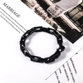 Bracciale da uomo in acciaio al titanio nero con maglie quadrate stile hip hop punk - Nero