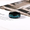 Anello da uomo in acciaio inossidabile nero con intarsio in conchiglia colorata - Taglia US 8 / Stile Conchiglia Colorata Nera (SA1221)