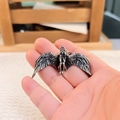 Pendente con ala di angelo caduto in acciaio inossidabile da uomo con finitura argento - Ciondolo Solo (Senza Catena) (SP1094)