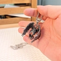 Gothic skeletal wings stainless steel pendant necklace for men with vintage finish - Pendant with Chain