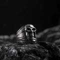 Gothic style punk skull ring in vintage silver finish made of polished stainless steel - Silver M (Dotted Texture Skull)