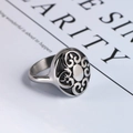 Vintage punk titanium steel spinning ring with embossed scroll patterns and silver finish - US Size 7 / Silver Gray