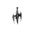Gothic Punk Lilith Dämonen Anhänger aus Edelstahl mit Flügeln in Vintage-Schwarz - Nur Anhänger
