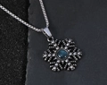 Vintage zilveren sneeuwvlok hanger ketting met ingelegde blauwe opaal en ketting - Pauwblauw Hanger Zonder Ketting
