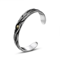 Vintage eagle feather cuff bracelet in silver and gold titanium steel for men - Feather Eagle Emblem Style (SZ037)