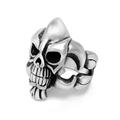 Gothic vintage silver skull ring for men with detailed engraving and punk aesthetic - US 7