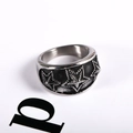 Punkstijl titaniumstalen ring met ster-reliëf en vintage zwarte afwerking voor heren - US Maat 7