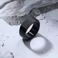 Anillo cuadrado negro mate para hombre en acero inoxidable de estilo minimalista - Talla US 7 / Negro