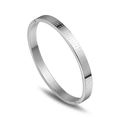 Buddhist Heart Sutra engraved silver titanium steel cuff bracelet for men and women - Small / Silver