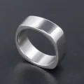 Anillo de sello cuadrado plateado minimalista para hombre en acero inoxidable pulido - Talla US 7 / Plateado