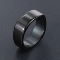 Anillo cuadrado negro minimalista de tungsteno con acabado pulido y banda cepillada - Talla US 6 / Negro