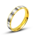 Anello minimalista bicolore in acciaio al titanio oro e argento con dettagli scanalati - Misura US 4 / Stile Donna