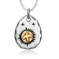 Vintage Silberanhänger in Tropfenform mit goldenem Adler-Sonnenschliff und feiner Halskette - Stil A Anhänger (SP549) (Anhänger Ohne Kette)