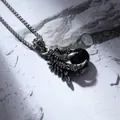 Vintage Silberne Drachenklaue Halskette mit schwarzer Perle und langer Metallkette - Schwarzer Strass Schwarze Perle (Mit Kette)