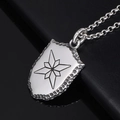 Collier pendentif bouclier hip-hop avec gravure étoile et texture martelée sur cuir noir - Pendentif Seul (Sans Chaîne)
