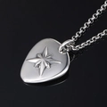 Silver guitar pick pendant necklace with starburst engraving on dark background - Pendant Only (Without Chain) SP668 Engraved Star