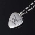 Polished silver guitar pick necklace pendant featuring an engraved North Star design - Pendant Only (Without Chain) SP667 Embossed Star