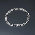 Polished silver titanium steel chain bracelet with geometric hollow H-links and lobster clasp - Hollow Geometric Chain (CE177) / Silver