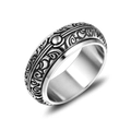 Anello vintage in acciaio inossidabile con incisioni floreali e interno lucido - Taglia US 7 / Color Acciaio