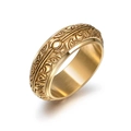 Anello vintage da uomo in oro con motivi in rilievo e finitura in acciaio inossidabile - Taglia US 7 / Oro