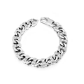 Poliertes Gliederarmband aus Titanstahl mit Zirkonia-Einlagen und Karabinerverschluss - Silber