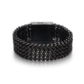 Bracciale largo da uomo in acciaio al titanio nero opaco con maglia a spiga - 22cm / Nero