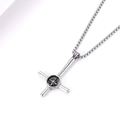 Collana con croce in acciaio inossidabile argento con pendente a stella e catena box - Argento Ciondolo Solo (Senza Catena)