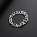 Bracelet gourmette en acier inoxydable argenté poli avec fermoir pour hommes - Argent