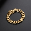 Poliertes goldenes Titanstahl-Cuban-Gliederkettenarmband mit sicherem Seitenverschluss - Gold