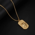 Collar signo Leo dorado con colgante de cabeza de león 3D y cadena veneciana - Colgante Dorado Solamente (Sin Cadena)