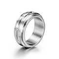 Anello da uomo in acciaio al titanio argento con trama spazzolata e stile meccanico - Taglia US 8 / Color Acciaio