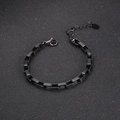 Men's hip hop box chain bracelet in black titanium steel with a lobster clasp - Black
