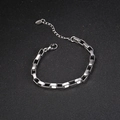 Polished silver stainless steel box chain bracelet for men with adjustable lobster clasp - Silver