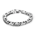 Men's titanium steel bracelet with U-shaped chain links and industrial punk design - Grooved Geometric Link (CE072)