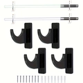 Universal black wall mount rack set with 4 holders for lightsabers and guitars - Black (2 Pairs)