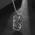 Retro titanium steel dragon pendant necklace with embossed details and box chain - Pendant + Matching Chain (60cm)