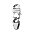 Polished silver titanium steel lobster clasp with pear-shaped connector for jewelry making - Polished Lobster Clasp With Bail (CA116)
