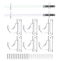 Set of 6 clear acrylic wall mounts for lightsabers and bats with mounting hardware - Transparent (3 Pairs)