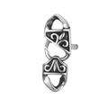 Retro titanium steel lobster clasp with vintage fleur-de-lis floral scroll engraving - Fleur-De-Lis Vintage Embossed Connector (CA351)