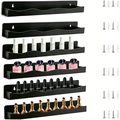 Set di 6 mensole a muro in acrilico nero con bordo ondulato per smalto e cosmetici - Nero