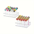 Supporto per lecca-lecca in acrilico trasparente a doppio strato per feste e matrimoni - 160x90x36mm 20 Fori