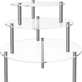 3-tier clear acrylic round cake stand with metal pillars for wedding dessert display - Stainless Steel Legs