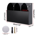 Black acrylic wall mount 3-compartment remote control holder for TV and AC storage - M / Black