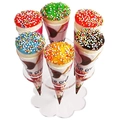 Portaconi gelato in acrilico trasparente a 6 fori con elegante base a forma di petalo - 6 Fori Trasparente
